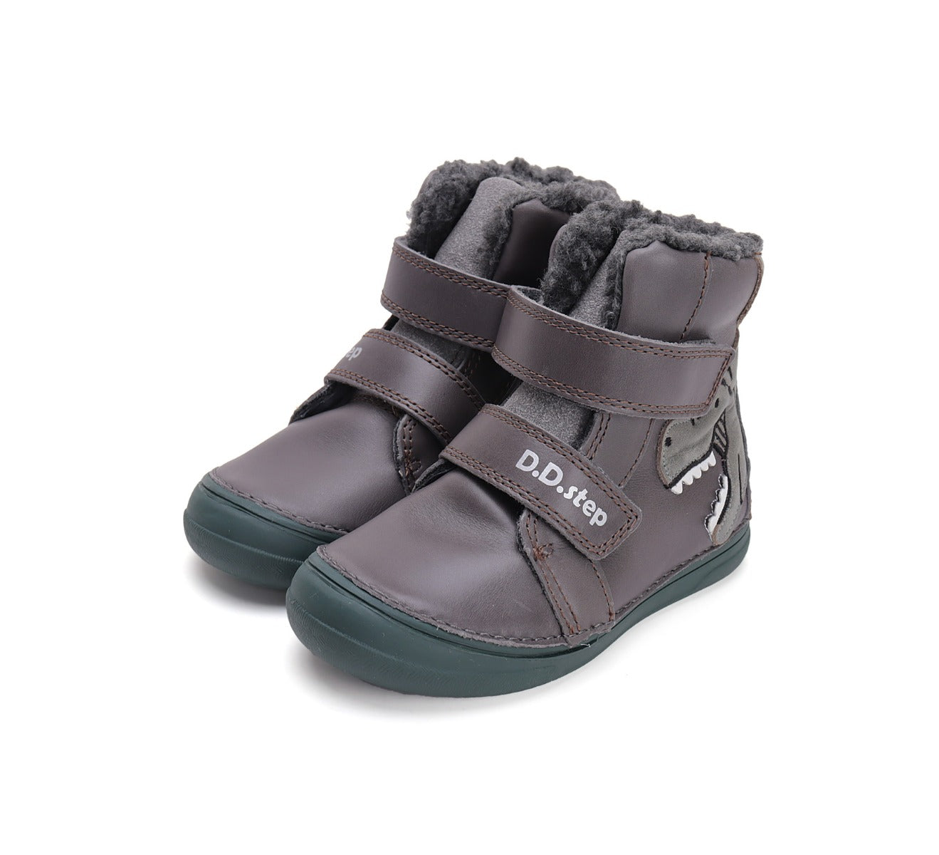 D.D.Step ghete baieti imblanite 26-31 Dark Grey cu dino – SoffiPlanet