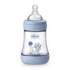 Chicco biberon Perfect 5 cu tetina silicon flux lent 150 ml 0m+ Boy-Albastru cu pisica