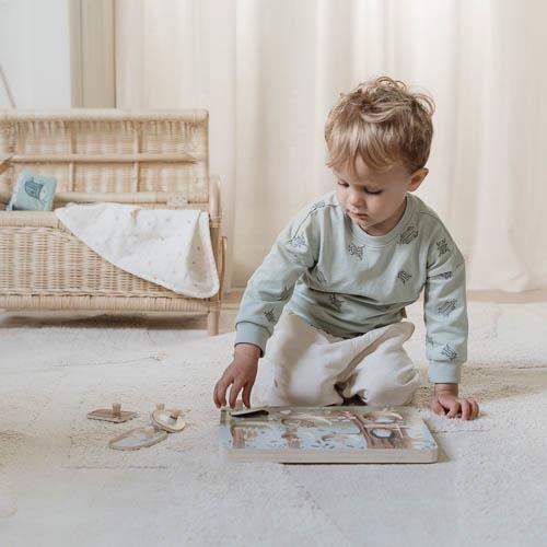Little Dutch puzzle din lemn FSC cu sunete 12m+ Forest Friends Blue