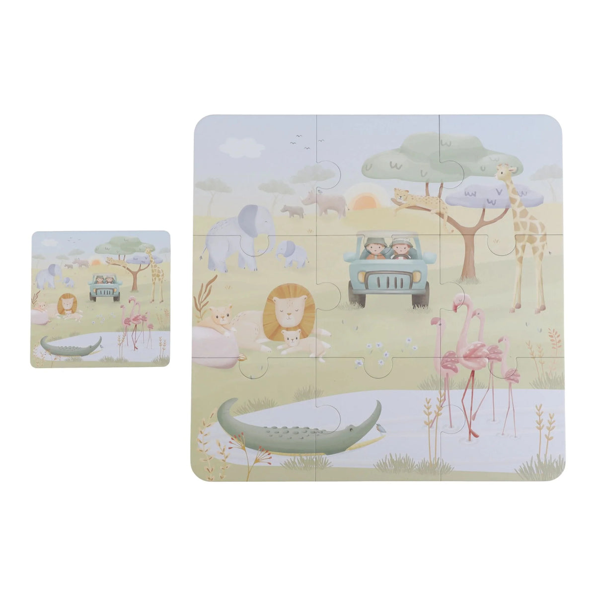 Little Dutch puzzle 6in1 din carton FSC 2 ani+ Safari Friends