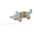 Little Dutch jucarie cu roti si snur din lemn SFC 18m+ Safari Freinds Crocodil