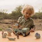 Little Dutch masinuta din lemn FSC cu animale si acesorii 18m+ Safari Freinds