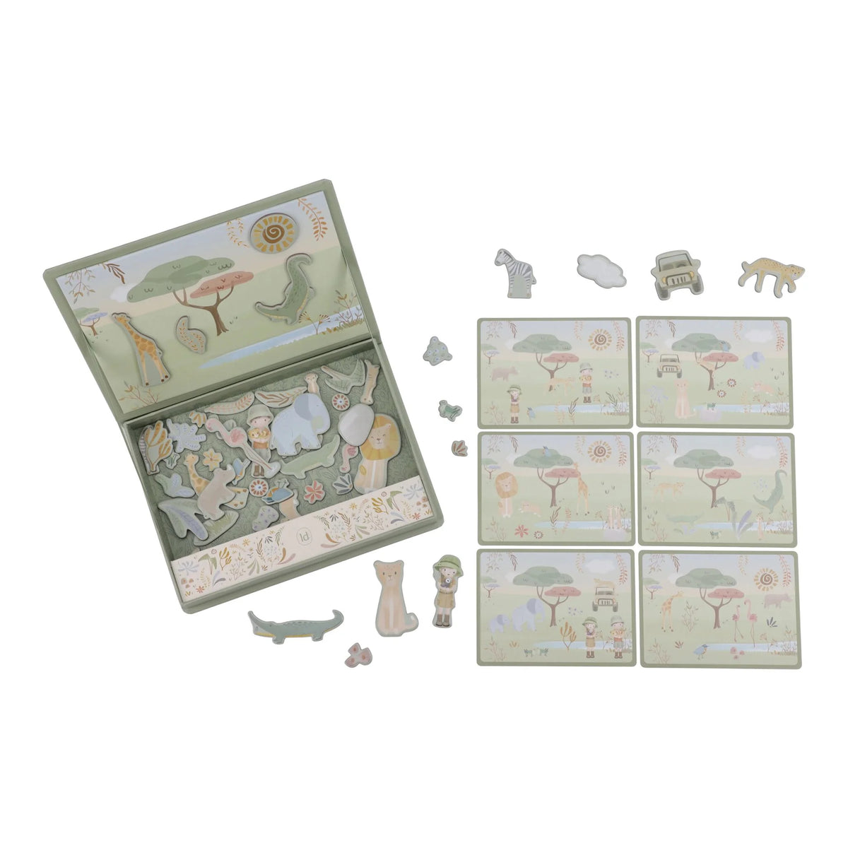 Little Dutch puzzle magnetic 3 ani+ Safari Friends Green