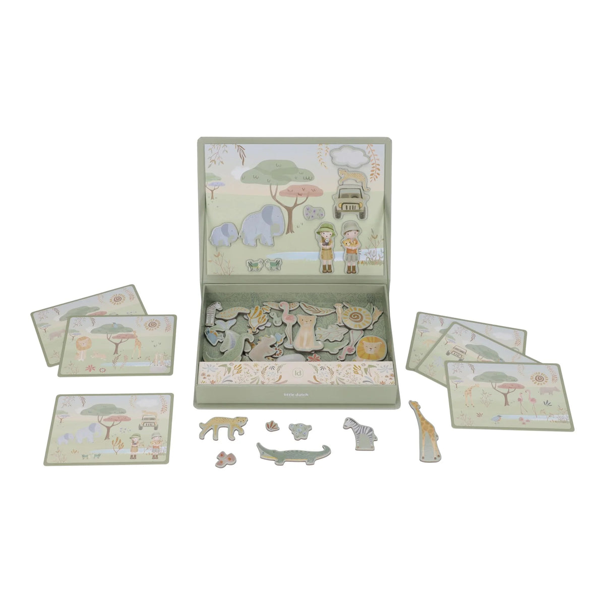Little Dutch puzzle magnetic 3 ani+ Safari Friends Green