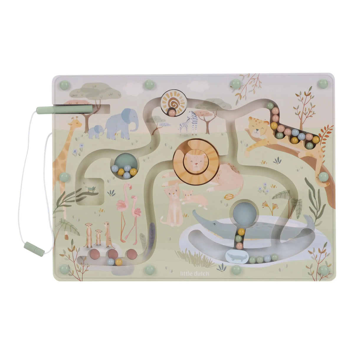 Little Dutch labirint magnetic din lemn FSC 18m+ Safari Friends
