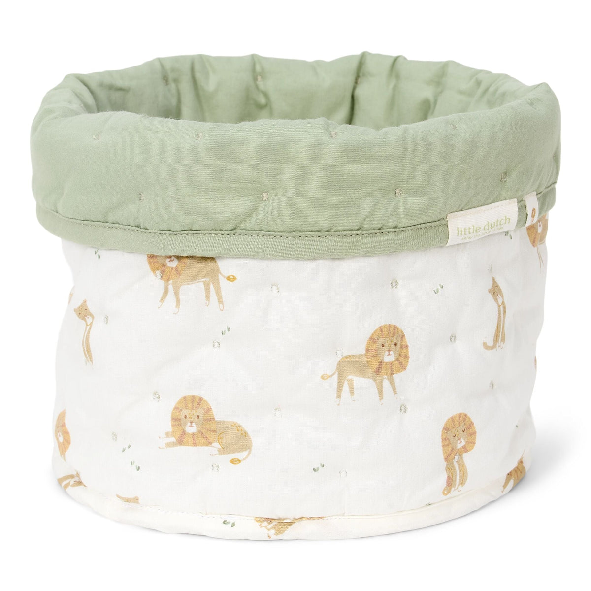 Little Dutch cos de depozitare rotund matlasat mediu 30x25 Safari Leo Gree