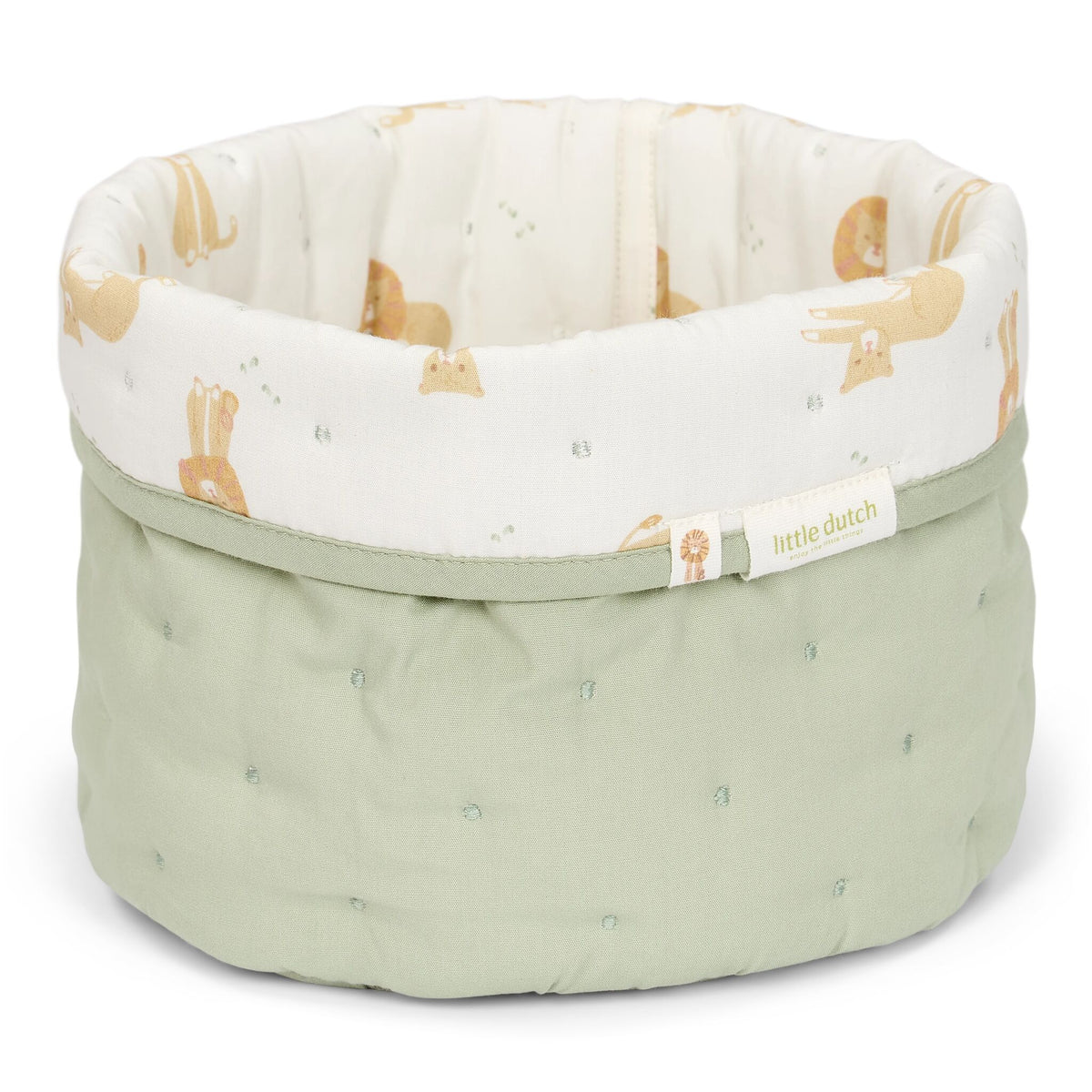 Little Dutch cos de depozitare rotund matlasat mediu 30x25 Safari Leo Gree