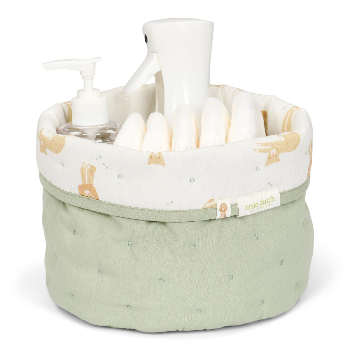 Little Dutch cos de depozitare rotund matlasat mediu 30x25 Safari Leo Gree