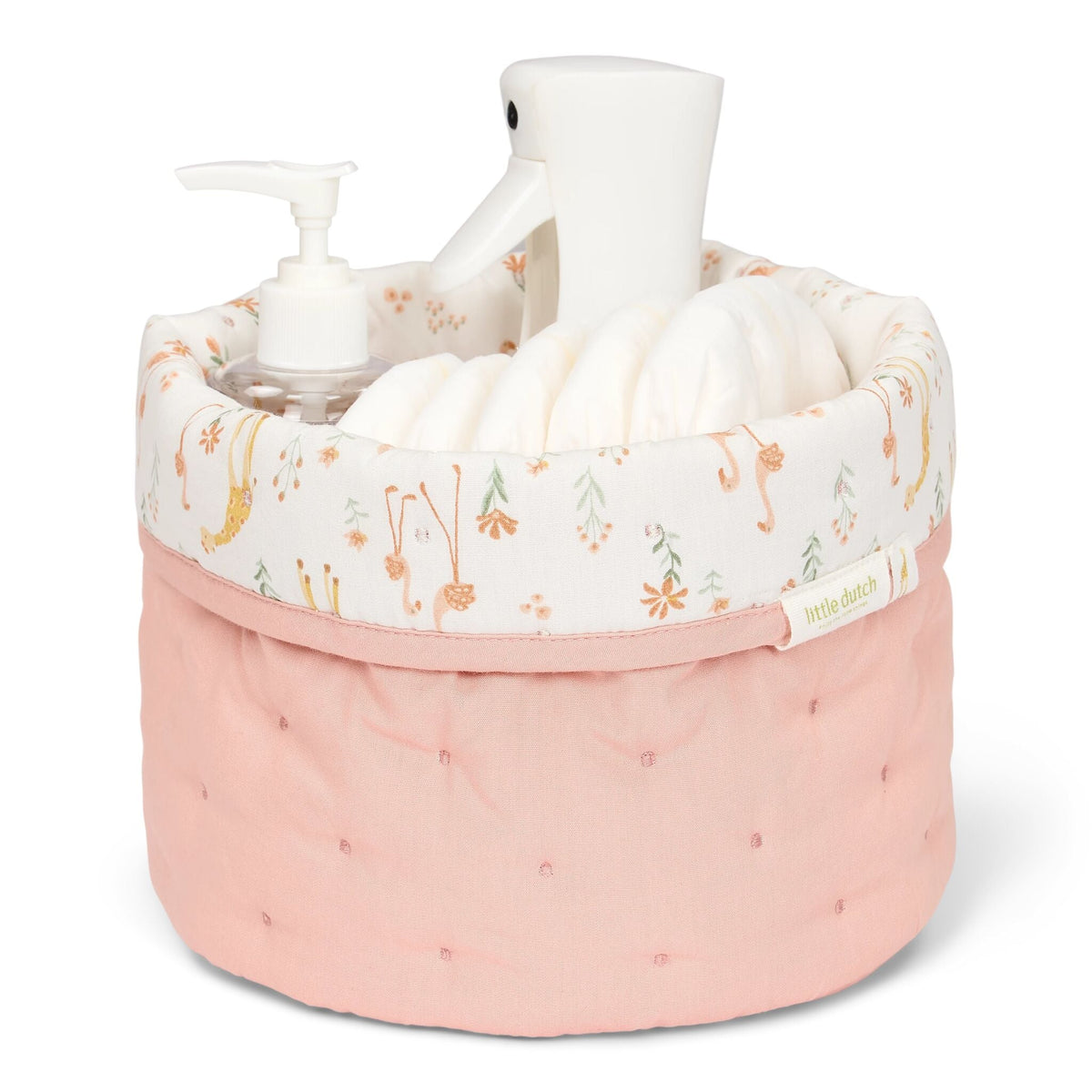 Little Dutch cos de depozitare rotund matlasat pentru comoda de infasat 20x15 Blooming Safari