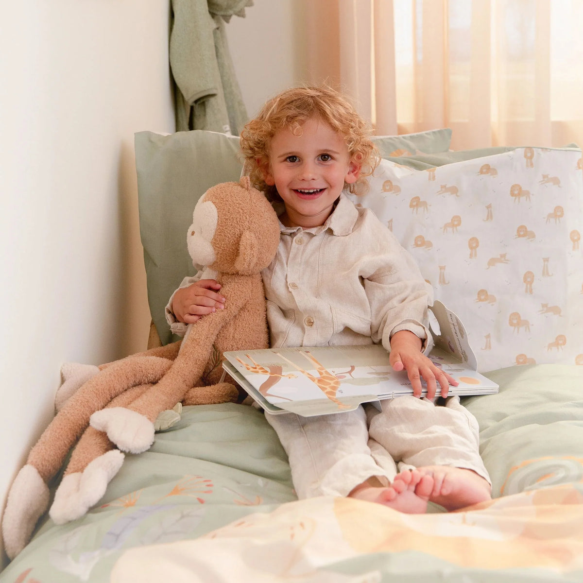 Little Dutch lenjerie pat din bumbac organic 140x110 cm 0m+ Safari Leo
