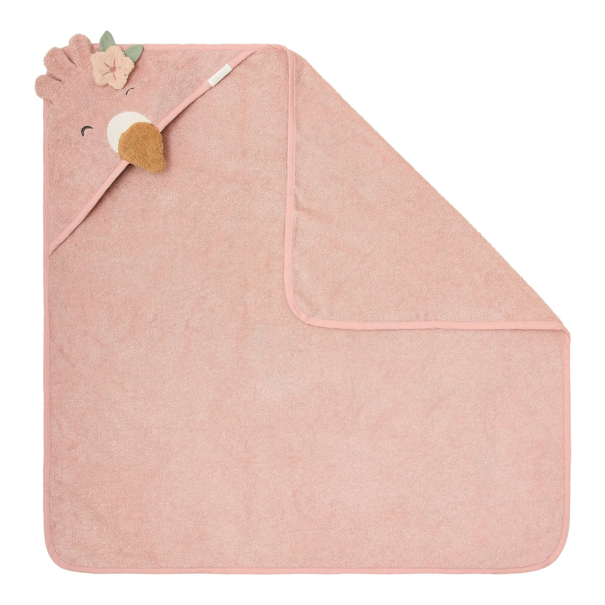 Little Dutch prosop cu gluga BBC organic 100x100 cm 0m+ Flamingo - Roz