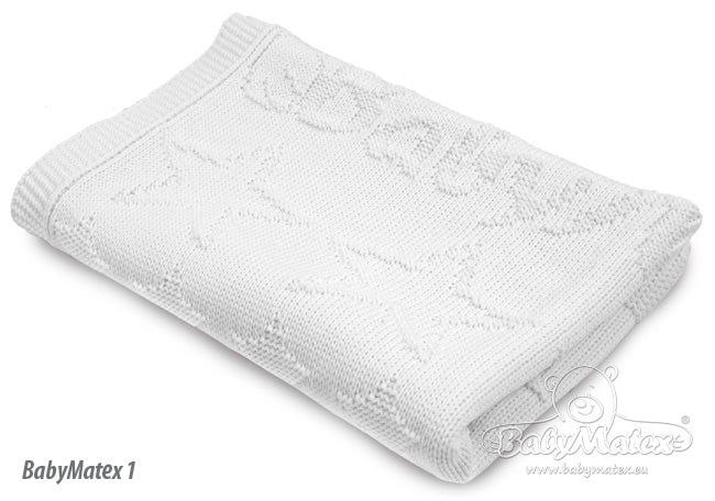 BabyMatex patura copii 75x100 cm cu model de stelute alb