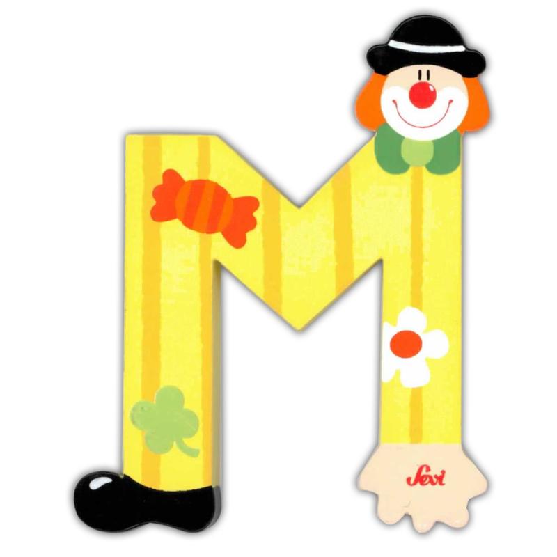 Sevi Litera din lemn cu clovn "M"