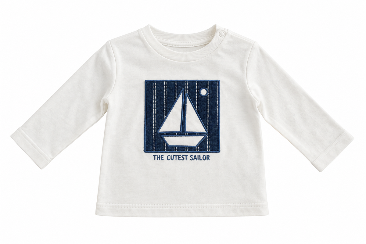 Mayoral bluza baieti cu broderie 0-18 luni Blanco cu vaporas