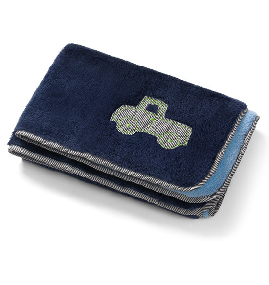 Baby Ono Patura Microfibra cu strat dublu si broderie 75x100 cm Albastru inchis cu masina Imagine principală a produsului