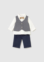 Mayoral compleu baieti 3 piese elegant cu papion 0-18 luni Navy