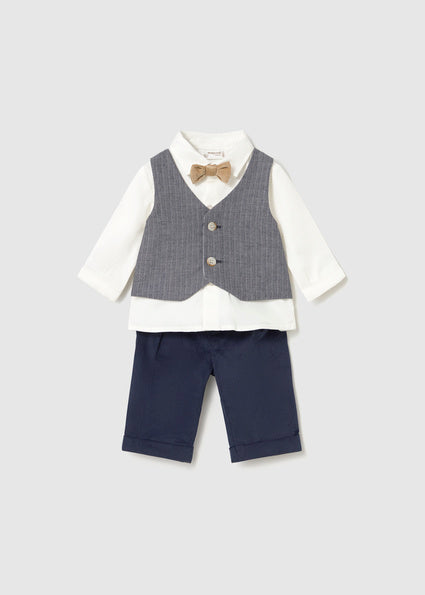 Mayoral compleu baieti 3 piese elegant cu papion 0-18 luni Navy