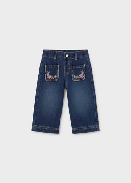 Mayoral pantaloni fete denim cu buzunare brodate 12-48 luni Denim inchis