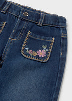 Mayoral pantaloni fete denim cu buzunare brodate 12-48 luni Denim inchis