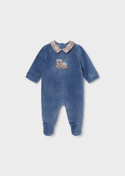 Mayoral salopeta baieti 0-18 luni Blueberry cu tractor