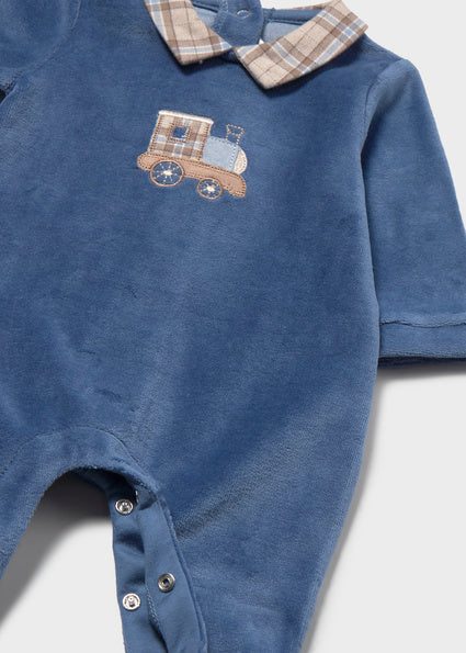 Mayoral salopeta baieti 0-18 luni Blueberry cu tractor