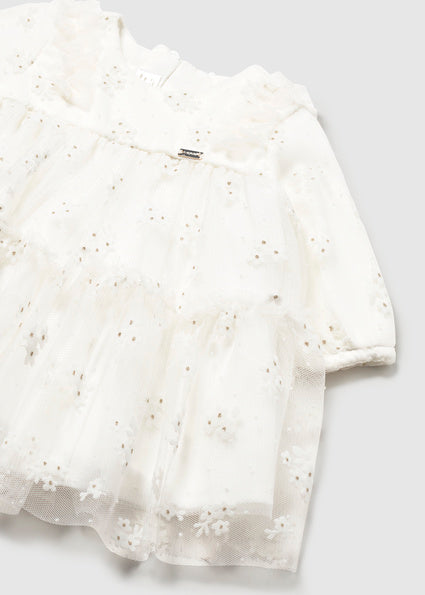 Mayoral rochita fete din tul cu imprimeu 0-18 luni Off-white
