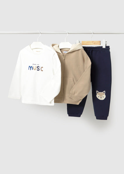 Mayoral trening baieti 3 piese cu hanorac 12-48 luni Hazelnut