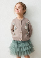Mayoral cardigan fete cu flori 5-10 ani Bej-caramel melanj