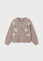 Mayoral cardigan fete cu flori 5-10 ani Bej-caramel melanj