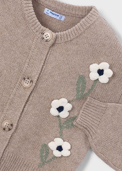 Mayoral cardigan fete cu flori 5-10 ani Bej-caramel melanj