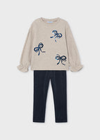 Mayoral compleu fete 2 piese cu colanti 5-10 ani Navy blue cu fundite