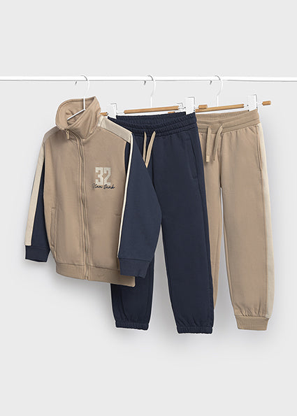 Mayoral compleu baieti 3 piese tip trening cu doi pantaloni 5-10 ani Hazelnut