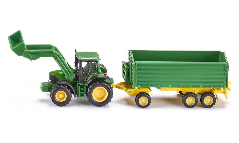 Siku Jucarie Masinuta John Deere with front loader and trailer 3ani+