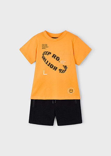 Mayoral compleu baieti 2 piese bermude si tricou 5-10 ani Orange Imagine principală a produsului