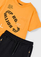 Mayoral compleu baieti 2 piese bermude si tricou 5-10 ani Orange