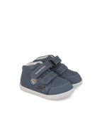 Biomecanics pantofi baieti Barefoot captusiti cu lana 19-26 Sauvage Petrol cu animale