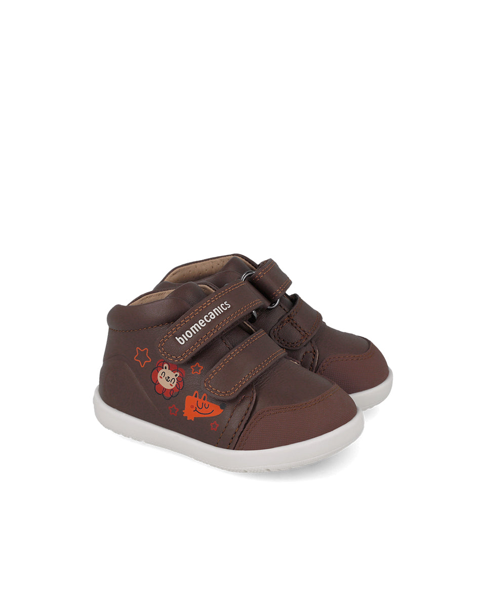 Biomecanics pantofi baieti Barefoot 19-26 Sauvage Choco cu animale