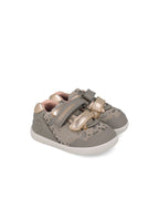 Biomecanics pantofi fete Barefoot 19-26 Sauvage Grigio cu inimioare și flori