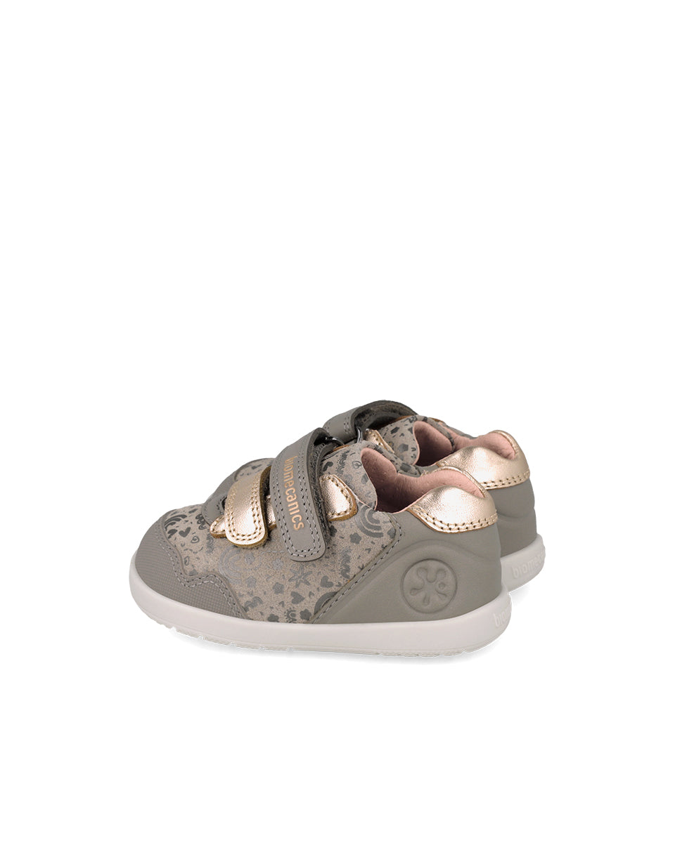Biomecanics pantofi fete Barefoot 19-26 Sauvage Grigio cu inimioare și flori Imagine secundară a produsului