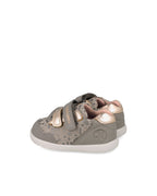 Biomecanics pantofi fete Barefoot 19-26 Sauvage Grigio cu inimioare și flori
