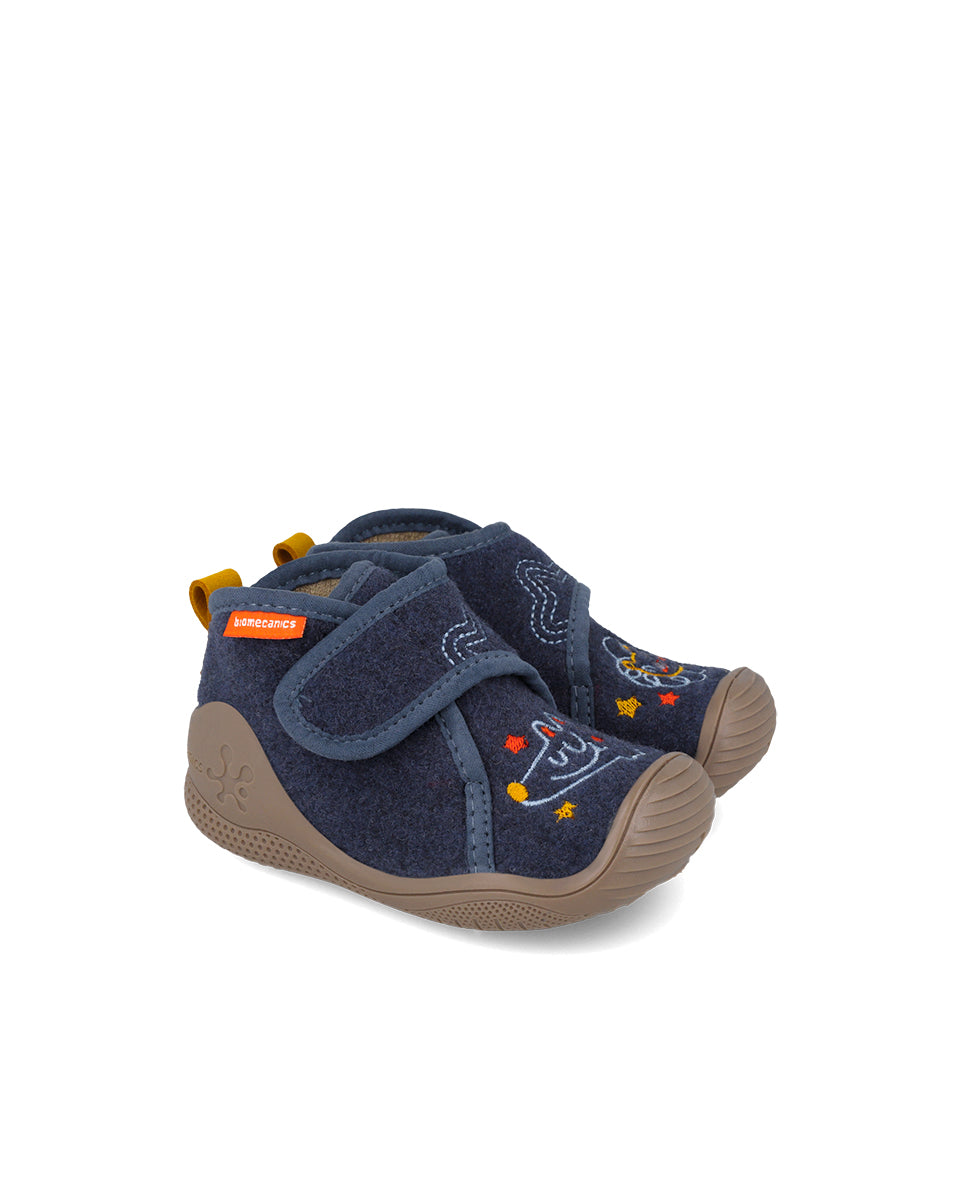 Biomecanics pantofi baieti de interior BioHome 18-24 Fieltro Azul Marino cu lup