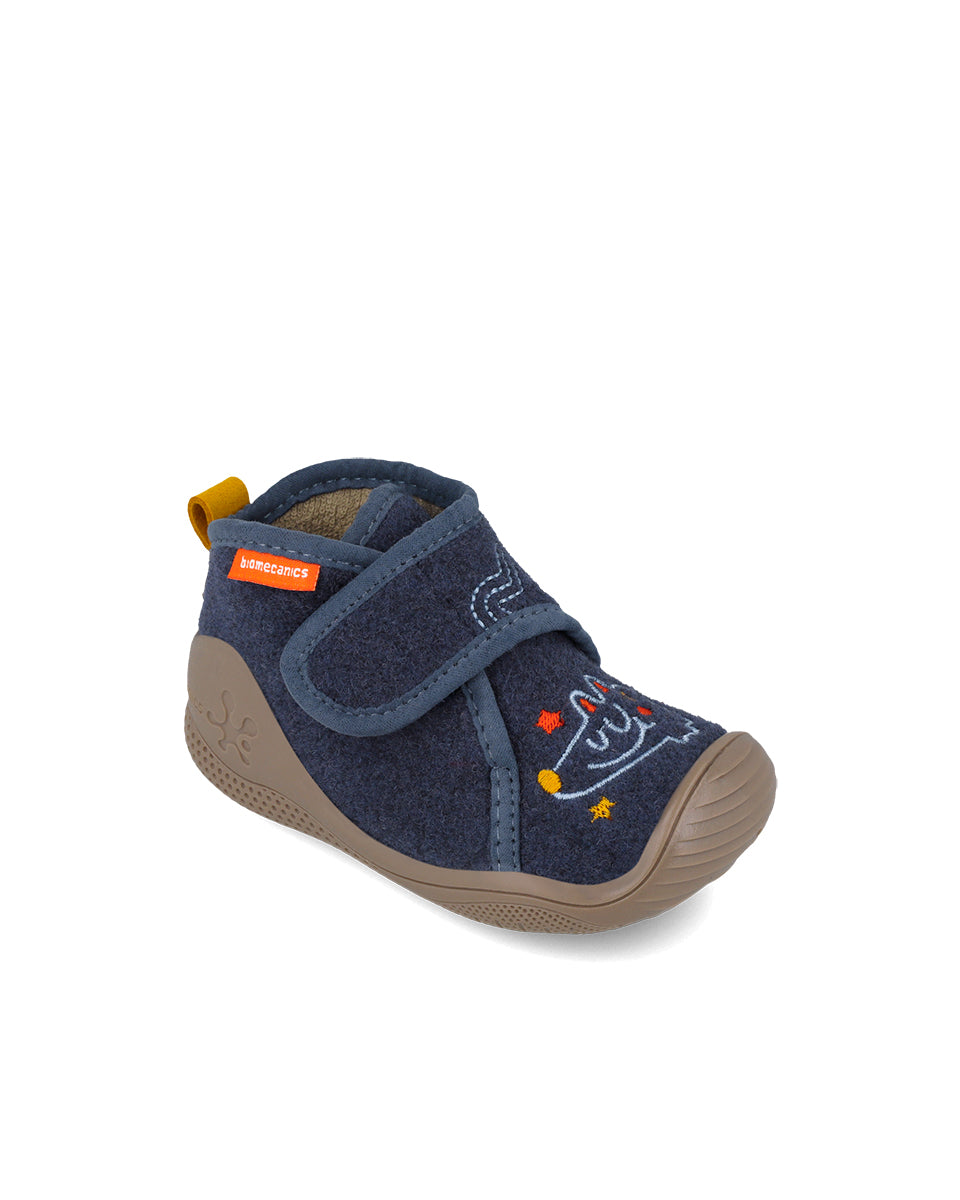 Biomecanics pantofi baieti de interior BioHome 18-24 Fieltro Azul Marino cu lup