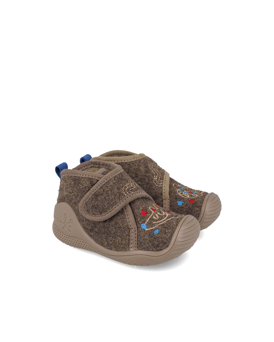 Biomecanics pantofi baieti de interior BioHome 18-24 Fieltro Tierra cu lup