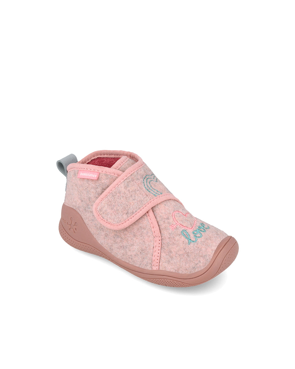Biomecanics pantofi fete de interior BioHome 25-30 Fieltro Rosa cu Love si inimioara