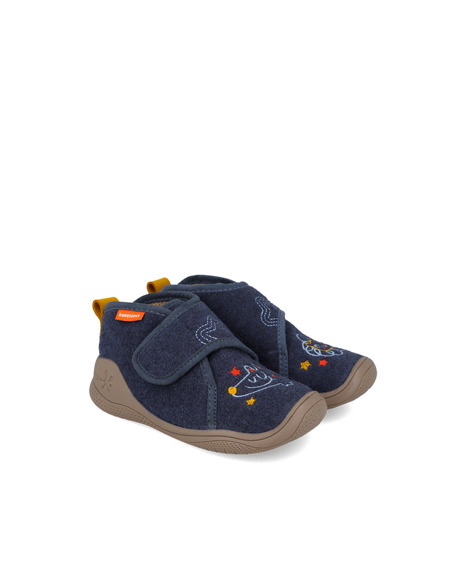 Biomecanics pantofi baieti de interior BioHome 25-30 Fieltro Azul cu animale