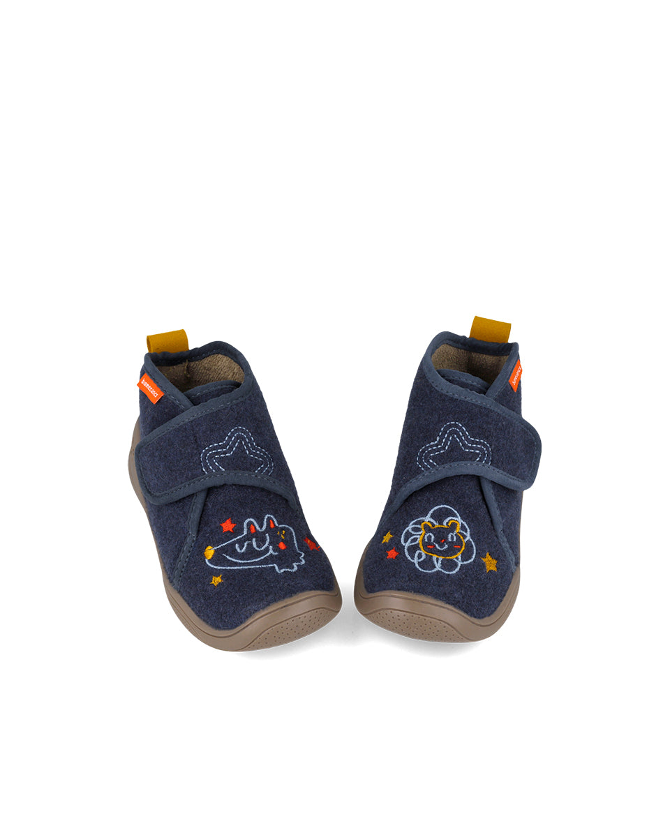Biomecanics pantofi baieti de interior BioHome 25-30 Fieltro Azul cu animale