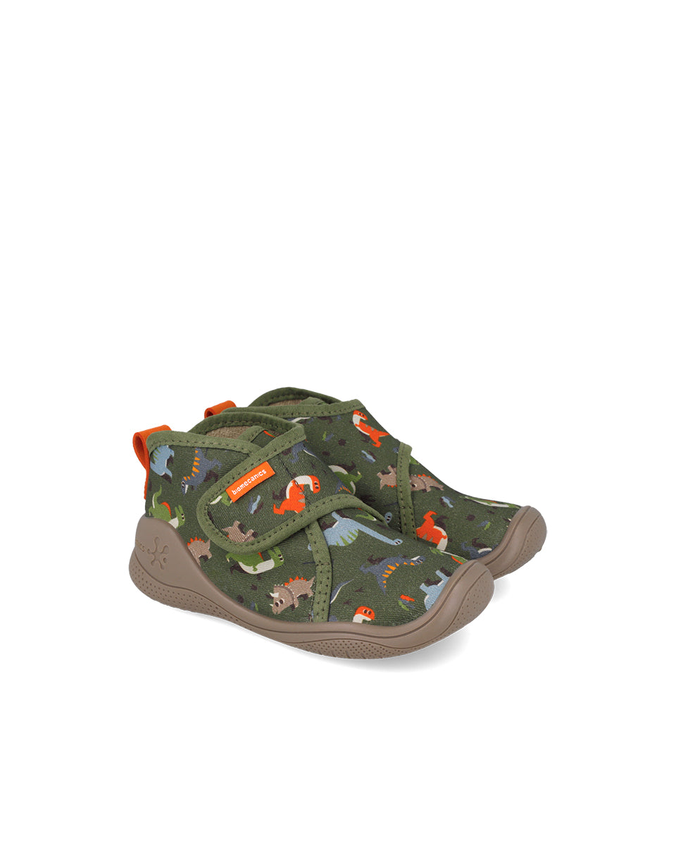 Biomecanics pantofi baieti de interior BioHome 25-30 Gabardina Kaky cu dino