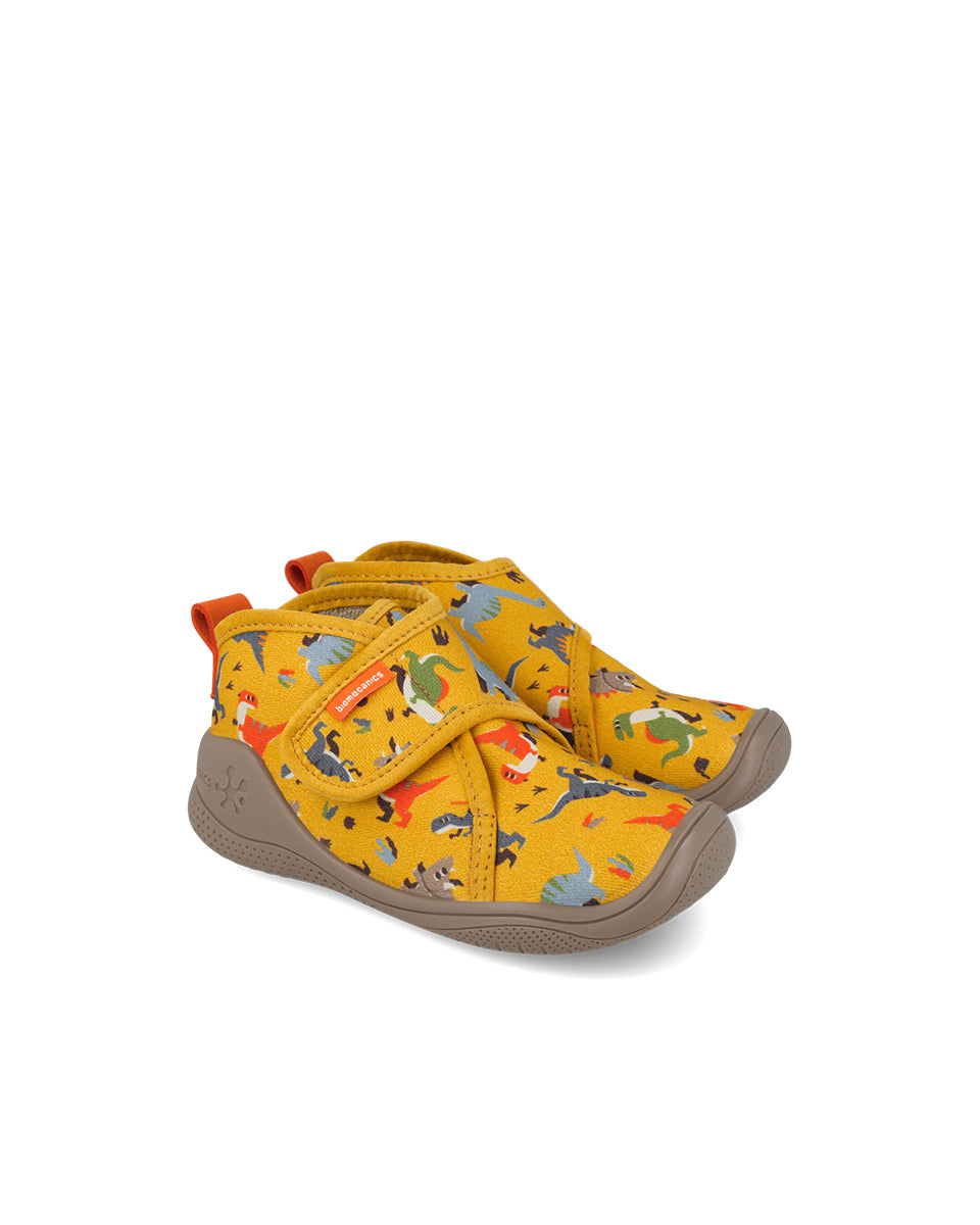 Biomecanics pantofi baieti de interior BioHome 25-30 Gabardina Mostaza cu dino