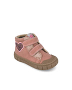 Garvalin By Biomecanics pantofi fete Barefoot captusiti 22-28 Nobuck PU Rosa cu inimioara