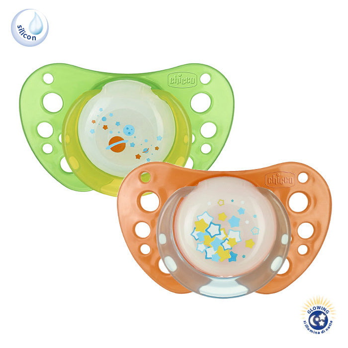 Chicco Suzeta silicon Physio Air 2 buc.pentru 4m+  Verde cu portocaliu Imagine principală a produsului